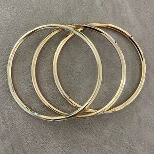 AllSaints Set of 3 Bangle Bracelets Gold Tone NWOT